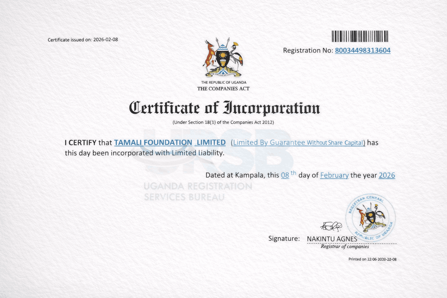 certificate